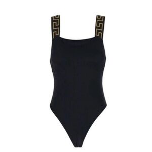 Versace Black One-Piece with Gold Straps